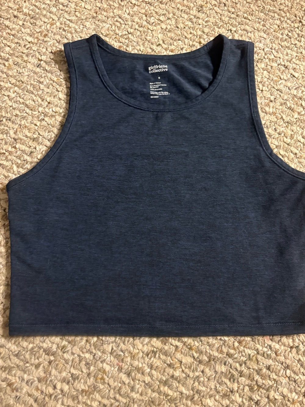 girlfriend collective Dark Navy Cropped Tank, Size S